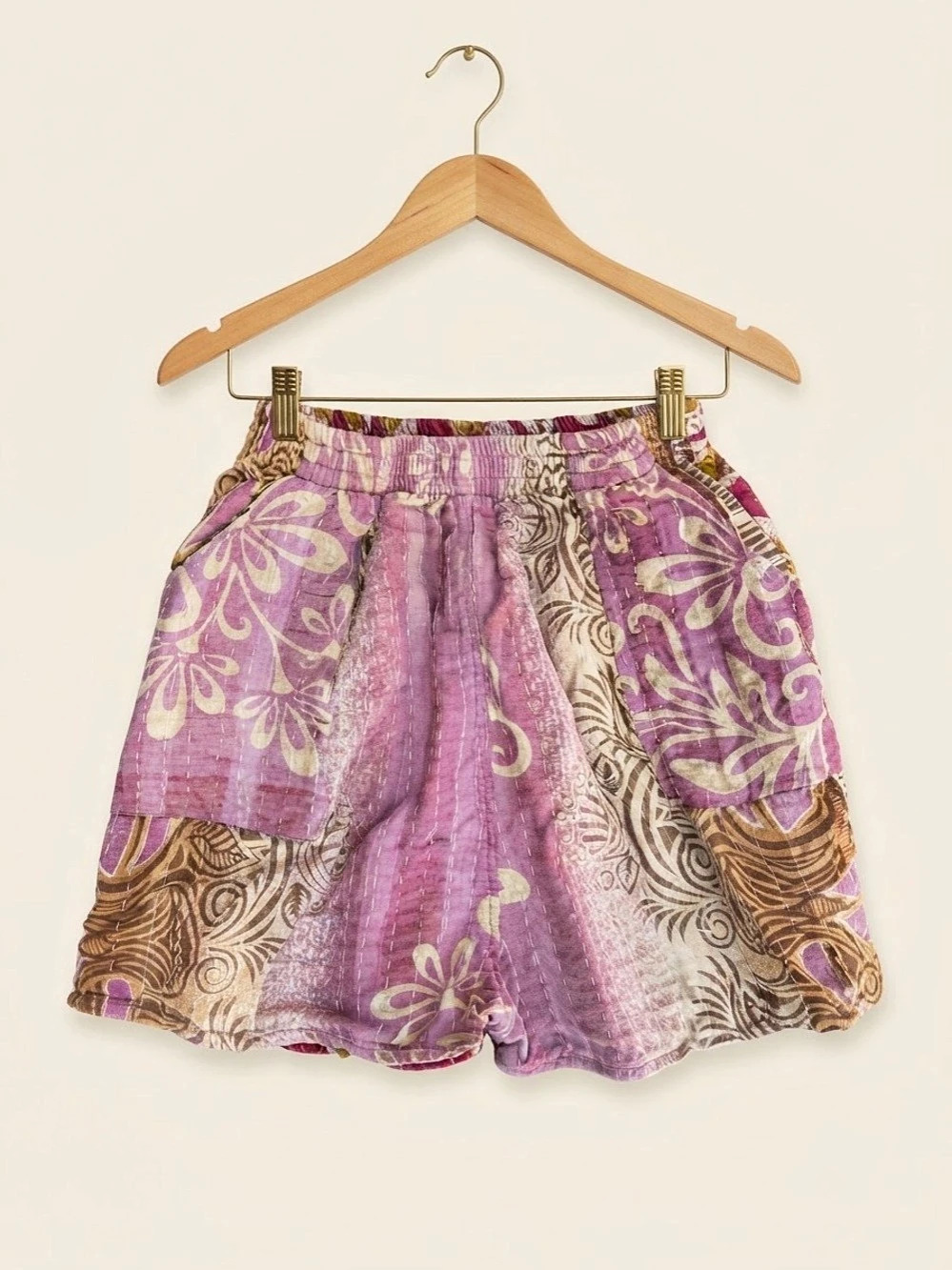 Karma Nepal Floral Purple & Brown Shorts Like New